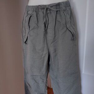 Gap Linen Utility Mesculen Green Drawstring Elastic Waist Pants - SMALL